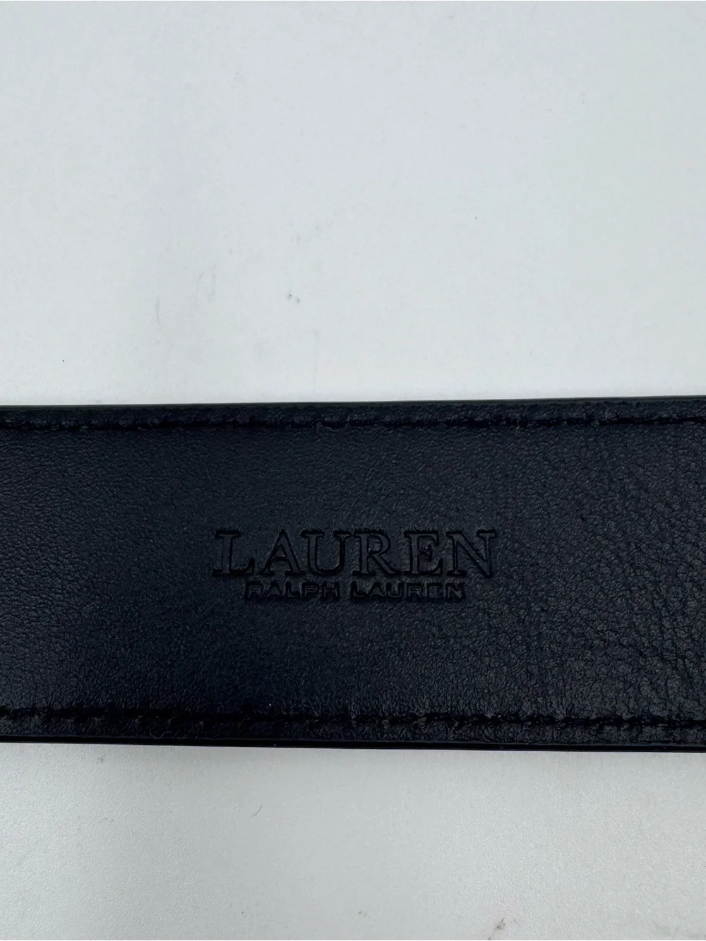 LAUREN RALPH LAUREN MEDIUM Women's Dog-Clip Leather Chain-Trim Belt Black
